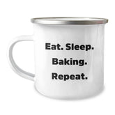 Funny Baking Gifts for Friends and Family - Eat. Sleep. Baking. Repeat. Christmas Mugs for Women and Men - Image 1