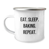Funny Baking Gifts for Family, Camping Mug with Eat. Sleep. Baking. Repeat. Quote, Unique Christmas Unique Gifts from Men to Women - Image 1