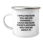 Funny Grandad Gifts from Family - Camping Mug for Grandad - I Smile Because You Are My Grandad - Image 1