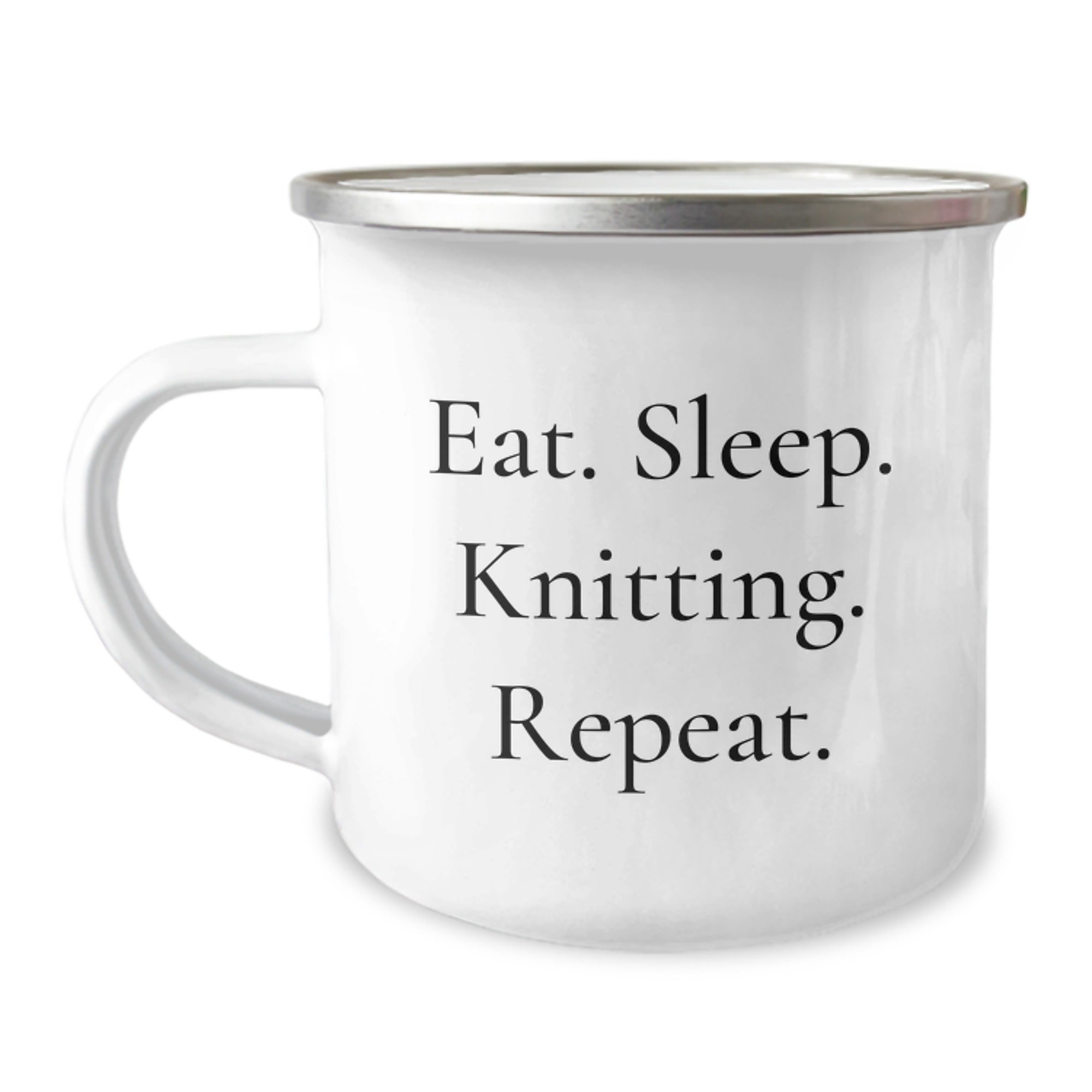 Knitting Enthusiasts Gifts from Men to Women, Eat. Sleep. Knitting. Repeat. Funny Camping Mug for Graduation Unique Gifts - Image 1