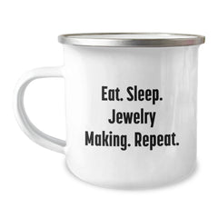 Jewelry Making Enthusiasts Eat. Sleep. Jewelry Making. Repeat. Gifts from Family Friends to Graduating Jewelry Makers Camping Mug - Image 1