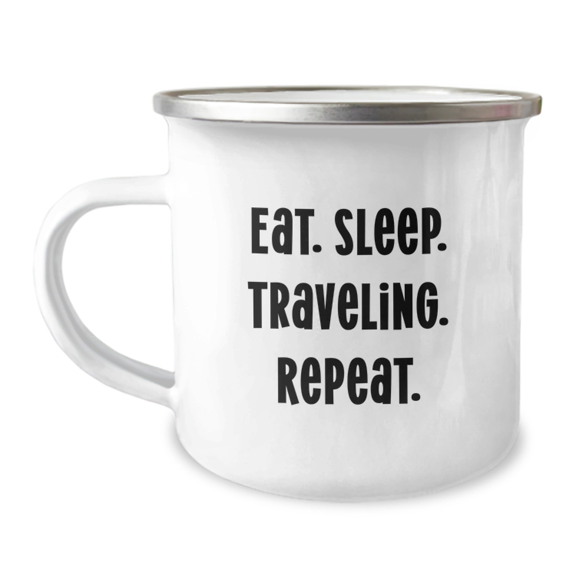 Funny Traveling Gifts for Friends, Unique Camping Mug with Eat. Sleep. Traveling. Repeat. Quote for Birthday - Image 1