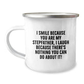 Funny Stepfather Gifts, I Smile Because You Are My Stepfather, Unique Birthday Camping Mug for Men, Gifts from Family, Gifts for Stepfather - Image 1