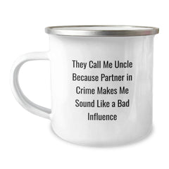 Funny Uncle Gifts for Men - Gifts from Family - Uncle Partner in Crime Camping Mug Christmas Unique - Image 1
