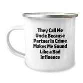 Funny Uncle Gifts from Women - Valentine's Unique Gifts for Uncle - Uncle Partner in Crime Camping Mug - Image 1