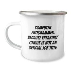 Funny Gifts for Computer Programmer Friends - Computer Programmer Insult Mug, Enamel Finished Camping Mug for Christmas Unique Gifts from Men - Image 1