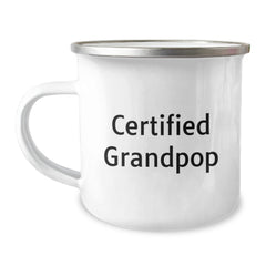 Funny Grandpop Gifts from Men to Grandpop for Camping Graduation Mug, 'Certified Grandpop' Quote, 12 oz Stainless Steel with Enamel Finish, Perfect for Family and Friends - Image 1