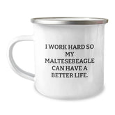 Funny Maltese Dog Gifts for Men, Women, Friends from Family - I Work Hard So My Maltesebeagle Can Have Better Life Camping Mug - Valentine's Unique - Image 1