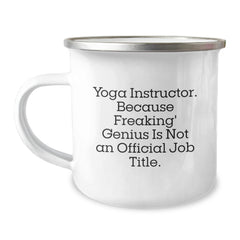Yoga Instructor Gifts from Friends, Cute Camping Mug for Birthday, 'Freaking' genius Is Not An Official Job Title., Perfect for Yoga Enthusiasts, Men, Women, Coworkers, Family - Image 1