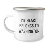 Washington Enthusiast Gifts from Friends to Family - My Heart Belongs To Washington Camping Mug, Funny Quote for Birthday - Image 1
