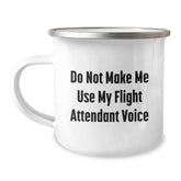 Funny Flight Attendant Christmas Unique Gifts for Flight Attendant Friends from Coworkers Friends Women - Do Not Make Me Use My Flight Attendant Voice Camping Mug - Image 1