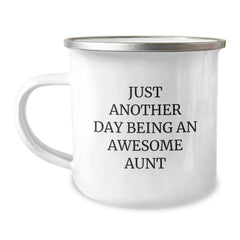 Funny Aunt Gifts from Family with Awesome Christmas Camping Mug - Just Another Day Being An Awesome Aunt - Image 1