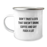 Funny CFO Gifts from Men to CFO Friends, Christmas Unique Gifts for CFO Colleagues, Enamel Camping Mugs with Funny Quotes - Image 1