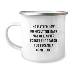 Funny Comedian Gifts from Friends, Comedian Camping Mug with Inspiring Quote, Christmas Unique Gifts for Comedian Men - Image 1