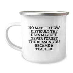 Funny Teacher Gifts from Friends for Graduation - 'No Matter...' Camping Mug - 12 oz Stainless Steel - Image 1