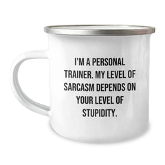 Personal Trainer Camping Mug Funny Sarcasm Gifts from Friends for Graduation - Image 1