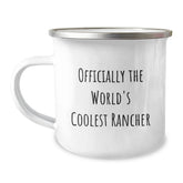 Rancher Gifts from Friends, Unique Birthday Unique Gifts for Ranchers, 'Officially The World's Coolest Rancher' Funny Camping Mug - Image 1