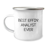 Funny Analyst Gifts from Friends for Best Effin' Analyst Ever Graduation Camping Mug, 12 oz - Image 1