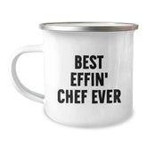 Funny Chef Camping Gifts for Men from Friends and Family - Best Effin' Chef Ever Enamel Mug - Christmas Unique Gifts - Image 1