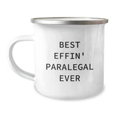 Funny Paralegal Gifts for Men or Women - Best Effin' Paralegal Ever Camping Mug, 12 oz Stainless Steel with Enamel Finish, Perfect Graduation Unique Gifts from Friends or Family - Image 1