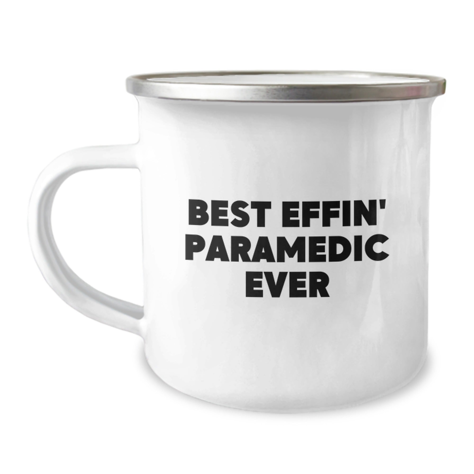 Funny Rescue Worker Gifts from Friends and Family for Graduation - Best Effin' Rescue Worker Ever Camping Mug, 12 oz Stainless Steel with Enamel Finish - Image 1