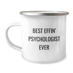 Funny Psychologist Gifts for Graduation - Best Effin' Psychologist Ever Camping Mug, 12 oz Stainless Steel with Enamel Finish - Gifts from Friends for the Best Psychologist Ever - Image 1