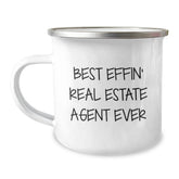 Funny Real Estate Agent Gifts from Friends to Best Effin' Real Estate Agent Ever, Camping Mug for Graduation - Image 1