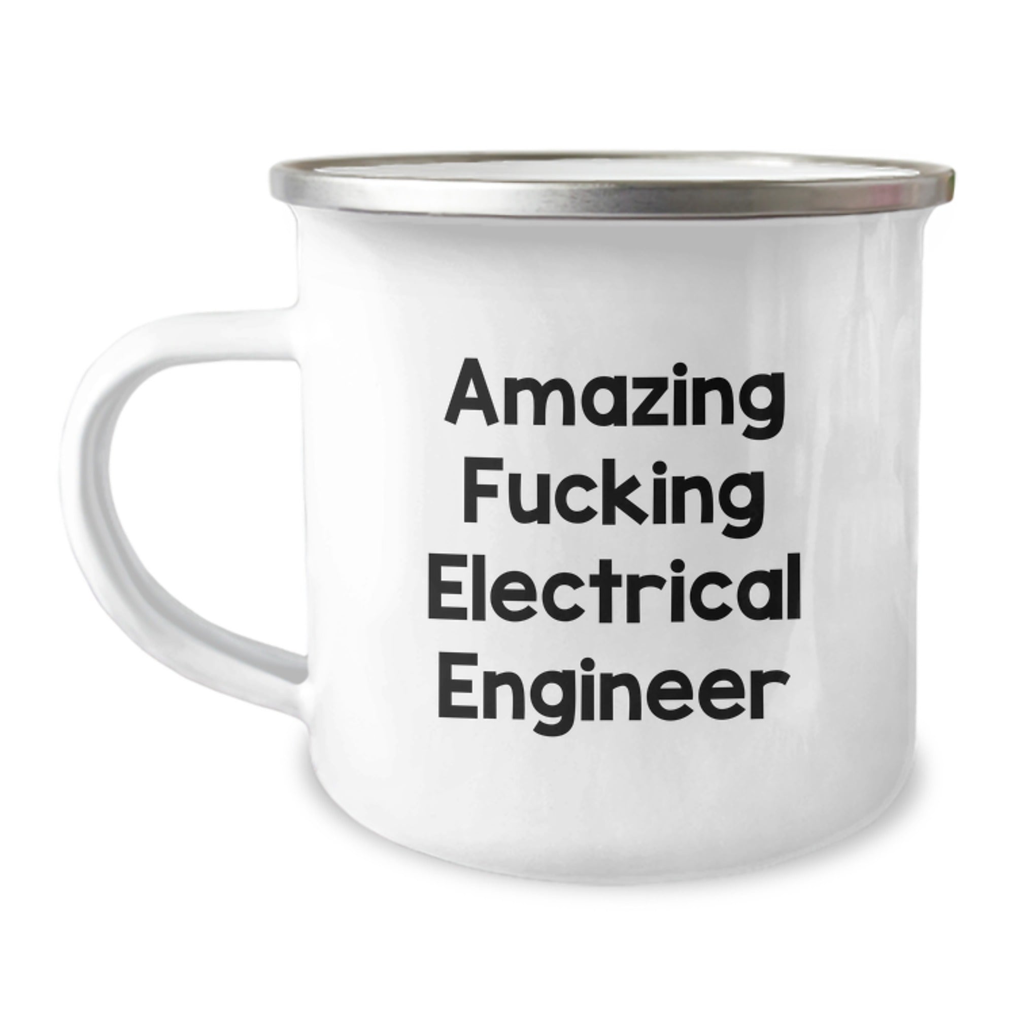 Funny Electrical Engineer Birthday Unique Gifts from Friends for Men - 'Amazing F--king Electrical Engineer' Quote on Camping Mug, 12 oz Stainless Steel with Enamel Finish - Image 1