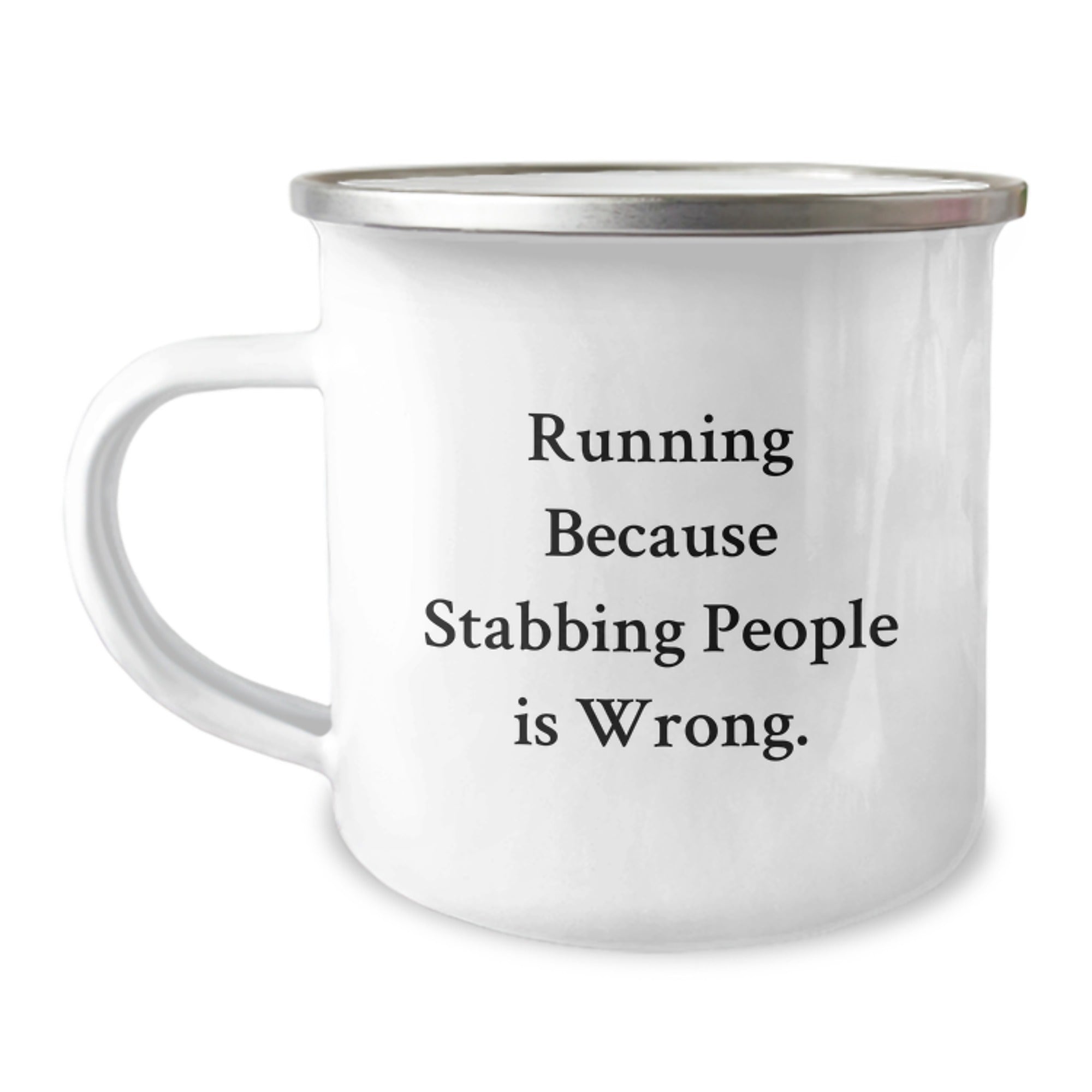 Funny Running Quotes Gifts for Men - Camping Mug, 12 oz, Stainless Steel with Enamel Finish, Gifts from Dad to Son, Perfect for Running Enthusiasts on Birthday - Image 1