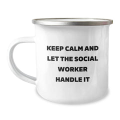 Keep Calm Gifts from Friends for Social Workers - Camping Mug for Christmas - Image 1