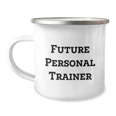 Funny Quotes Personal Trainer Gifts from Friends for Men - Future Trainer Camping Mug, Unique Christmas Unique Gifts for Him - Image 1