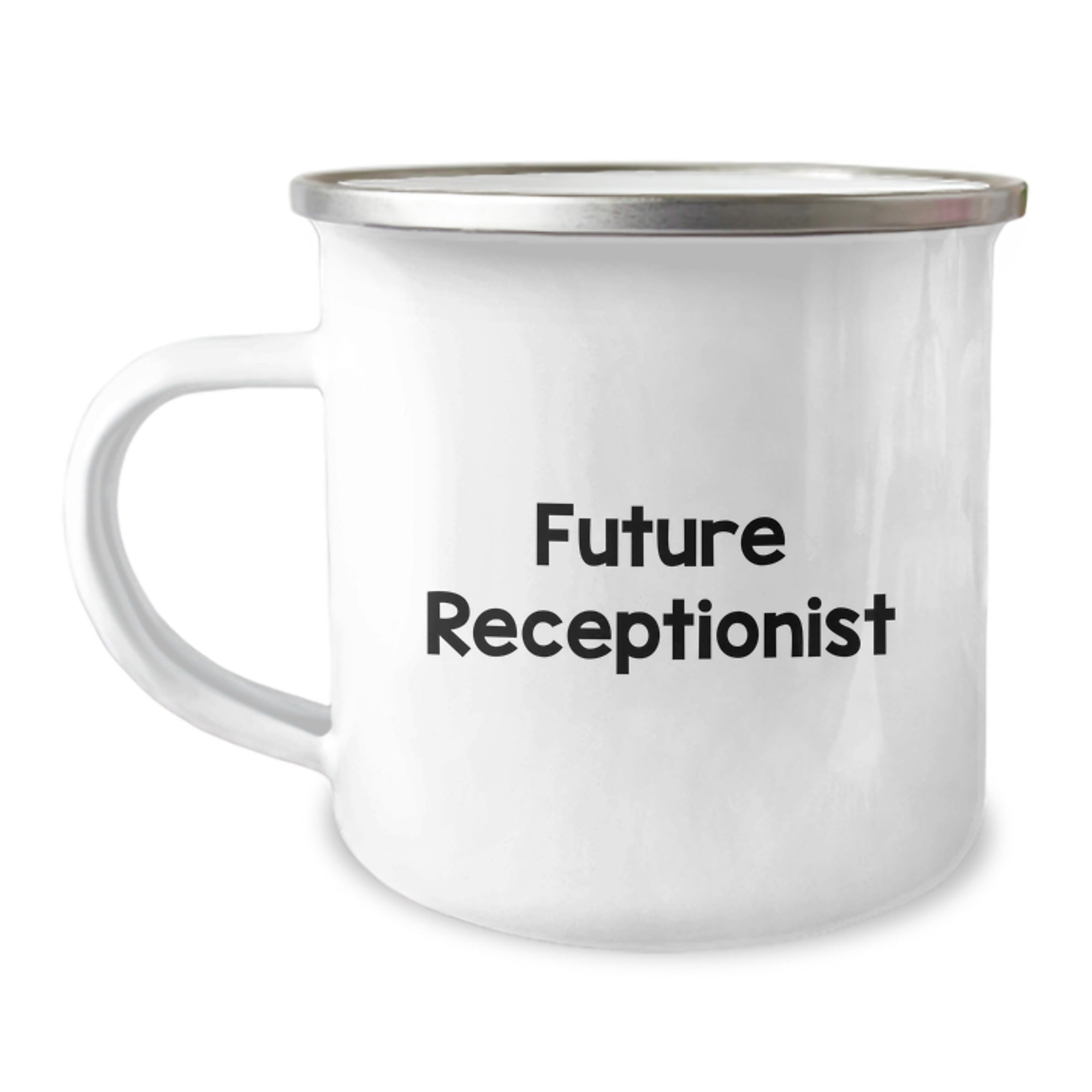 Funny Future Receptionist Quote Gifts from Friends, Unique Birthday Unique Gifts for Receptionists, Stainless Steel Camping Mug for Coffee Lovers - Image 1