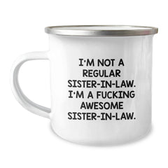 Funny Gifts from Men to Sister-in-law - Camping Mug - Christmas Unique Presents for Sister - Awesome Sister-in-law Coffee Mug - Image 1