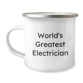 Funny Electrician Gifts for Men from Friends, World's Greatest Electrician Enamel Camping Mug, Birthday Unique Gifts - Image 1