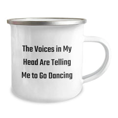 Funny Dancing Gifts from Friends and Family, Birthday Unique Camping Mug - 'The Voices In My Head Are Telling Me To Go Dancing', Perfect for Dancing Enthusiasts - Image 2