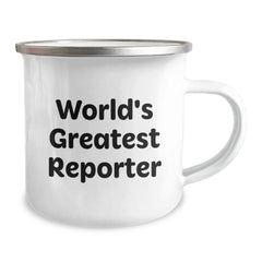 Funny Quotes Reporter Gifts for Men Christmas Unique Presents from Friends, World's Greatest Reporter Funny Camping Mug, 12 oz Stainless Steel Enamel Finish - Image 2