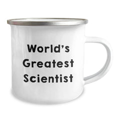 Funny World's Greatest Scientist Gifts for Men, Christmas Unique Camp Mug for Scientist Friends and Family, Enamel Stainless Steel 12 oz Coffee Cup - Image 2