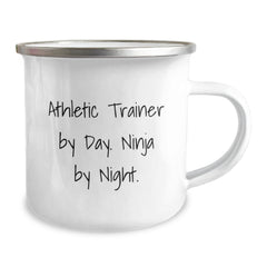 Athletic Trainer Gifts for Men, Funny Camping Mug for Graduation, 'Athletic Trainer By Day. Ninja By Night.' - Image 2