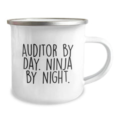 Auditor Gifts by Day, Ninja by Night, 12 oz Camping Mug for Graduation, Unique Gifts from Friends, Family, or Coworkers to Auditor Men or Women - Image 2