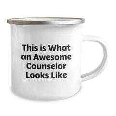 Funny Counselor Quotes Gifts from Friends to Awesome Counselors on Graduation, Camping Mug 12 oz Stainless Steel Enamel Finish - Image 2