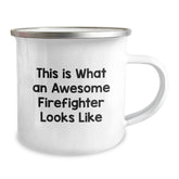 Funny Firefighter Gifts from Friends, Unique Graduation Mugs for Firefighter Men, 'This Is What An Awesome Firefighter Looks Like' Camping Mug, Firefighter Retirement Gifts - Image 2