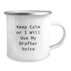 Funny Drafter Christmas Unique Gifts from Men to Drafter Friends, Unique Camping Mug with Keep Calm Or I Will Use My Drafter Voice, Drafter Enthusiast Cup for Drafter Lovers - Image 2