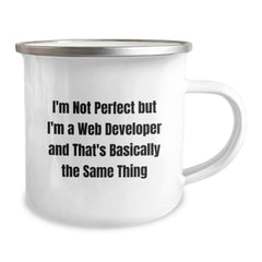 Funny Web Developer Gifts from Friends to Web Developers, I'm Not Perfect Camping Mug for Graduation - Image 2
