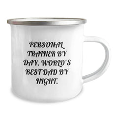 Funny Personal Trainer Gifts from Dad to Men Birthday Unique Mugs - Camping Mug, Personal Trainer By Day Quote - Image 2