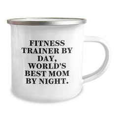Fitness Trainer Gifts Christmas Unique Funny Mugs for Mom, Funny Fitness Quotes By Day World's Best Mom Night, Camping Mug, Gifts from Friends Family to Fitness Trainer - Image 2