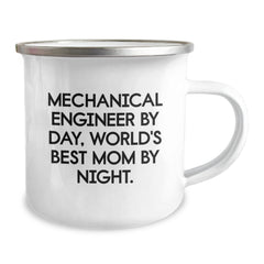 Mechanical Engineer Gifts from Mom, Funny Camping Mug for Graduation, Mechanical Engineer By Day, World's Best Mom By Night. - Image 2