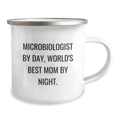 Microbiologist Gifts from Mom, Camping Mug for Graduation, 'Microbiologist By Day, World's Best Mom By Night.' - Image 2