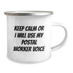 Funny Postal Worker Gifts for Men - Keep Calm Or I Will Use My Postal Worker Voice Christmas Unique Gifts from Family - Image 2