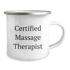 Funny Massage Therapist Gifts from Friends for Birthday Unique Presents, 'You're the Rub' Quote Camping Mug, 12 oz Stainless Steel Enamel Finish - Image 2