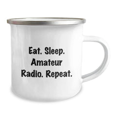 Funny Amateur Radio Gifts for Men, Women, or Friends - Eat. Sleep. Amateur Radio. Repeat. Camping Mug, Birthday Unique Gifts from Family or Coworkers - Image 2